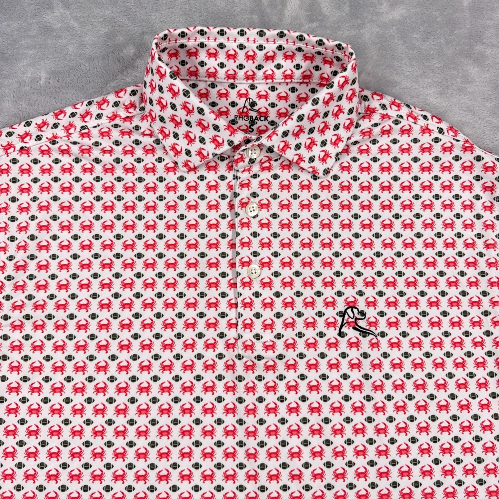 RHOBACK The Chesapeake Golf Polo Shirt Mens S White Crab Football Maryland